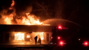 Building on fire